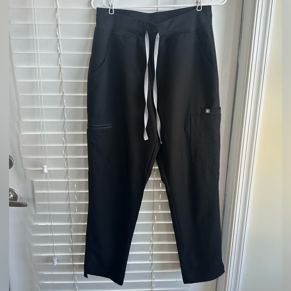 Petite High Waisted Yola Skinny Scrub Pants BLACK